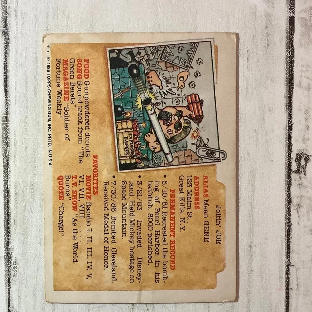 1986 Topps Garbage Pail Kids Series 5 184A Upside Down Donald
